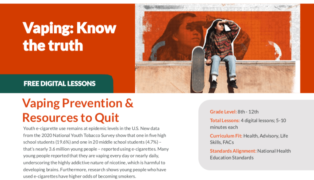 États-Unis : un programme de prévention digital du vapotage pour les jeunes